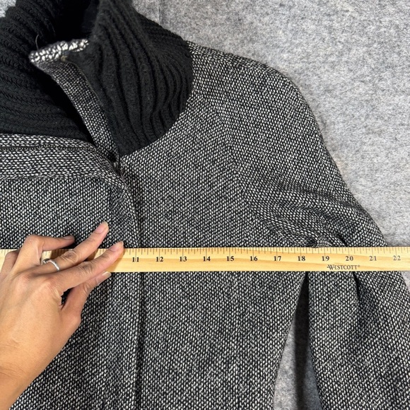 Mango Turtle High Neck Y2K Aesthetic Zip Up Gray Wool Belted Jacket Size 6 - Picture 10 of 16